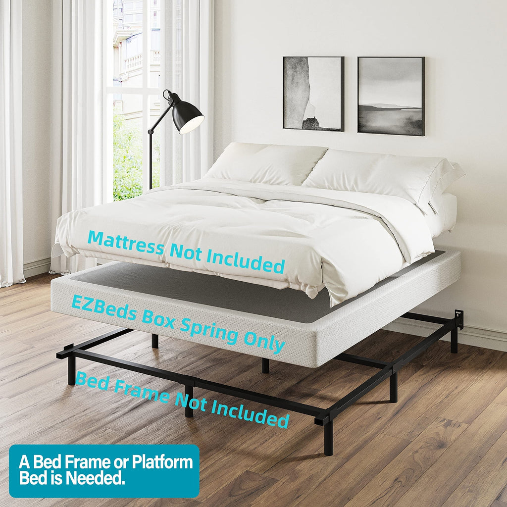 Sommier à lattes en métal robuste de 9 pouces de haut avec housse grise