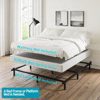 Sommier à lattes en métal robuste de 9 pouces de haut avec housse grise