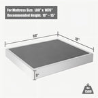 Sommier à lattes en métal robuste de 9 pouces de haut avec housse grise