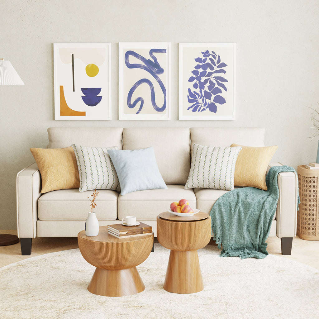 Canapé 3 places en tissu avec rangement sous le coussin