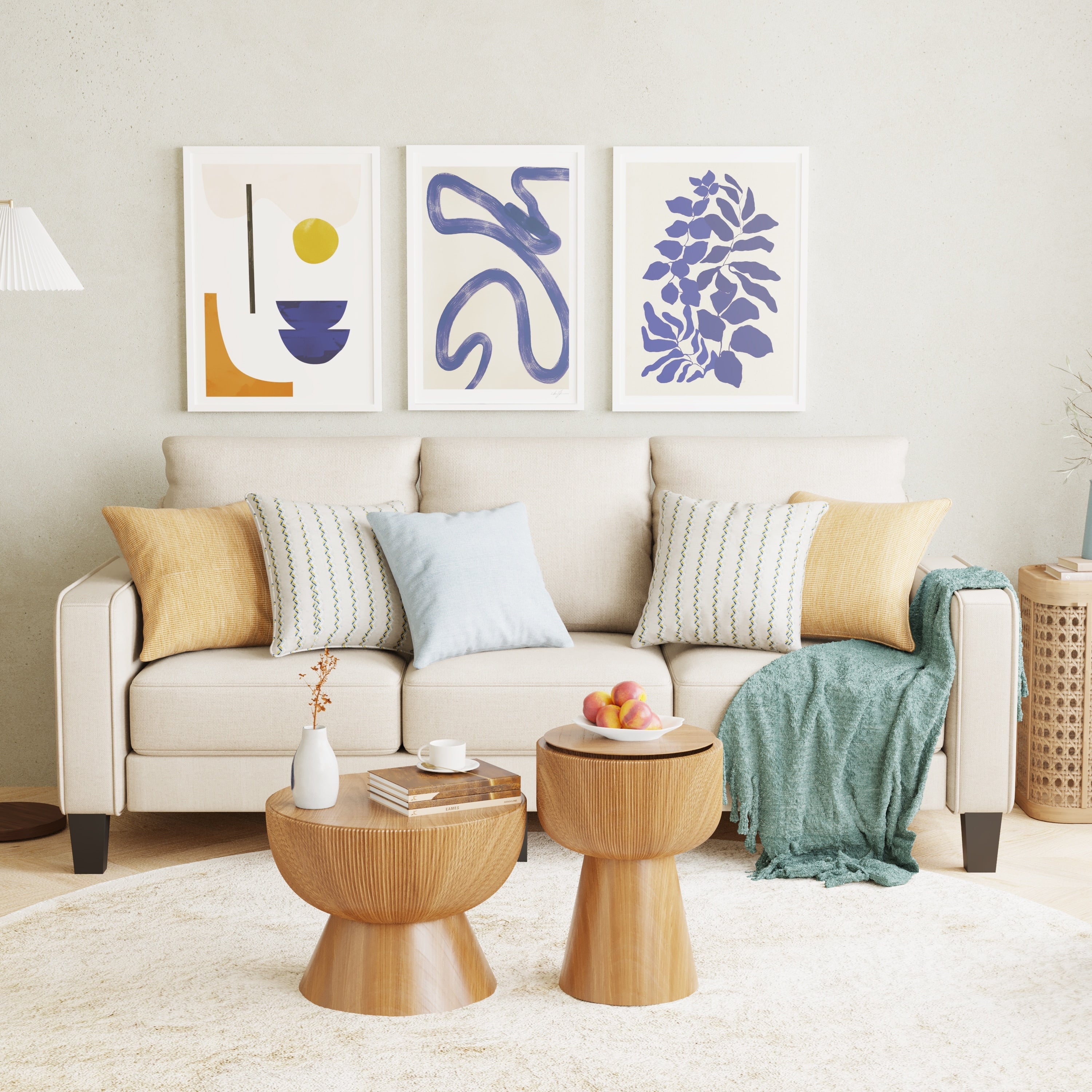 Canapé 3 places en tissu avec rangement sous le coussin