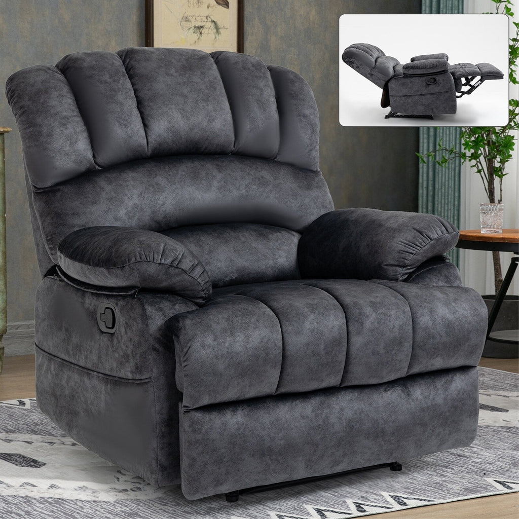 Fauteuil inclinable manuel en tissu avec dossier réglable et repose-pieds