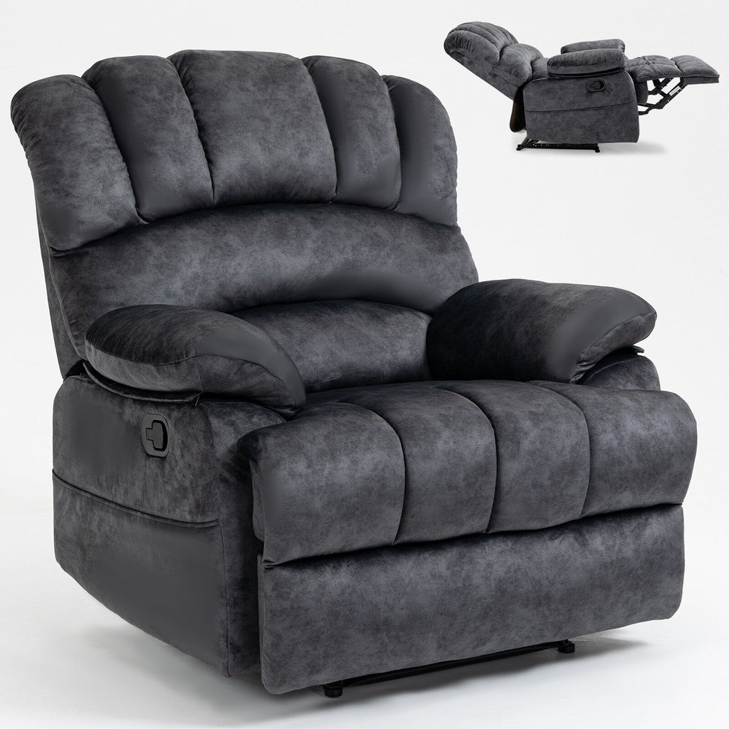 Fauteuil inclinable manuel en tissu avec dossier réglable et repose-pieds