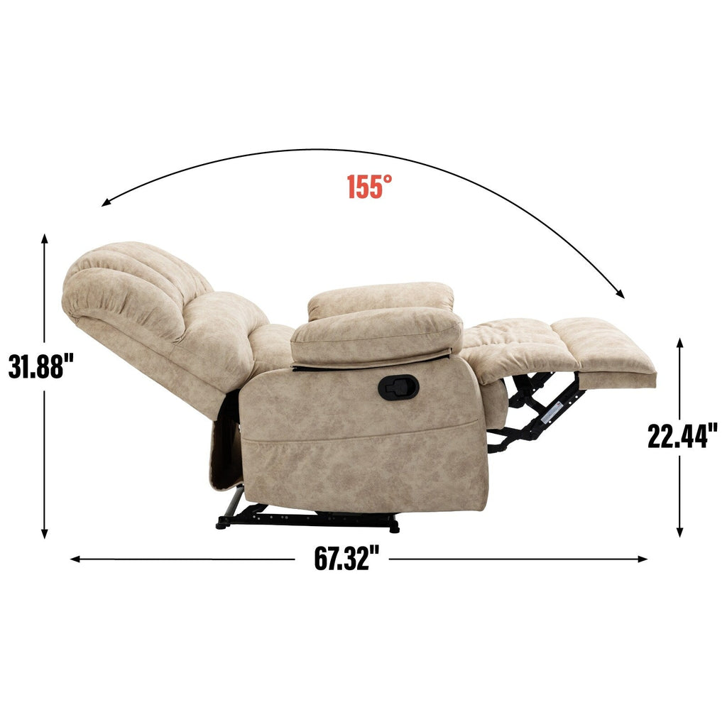 Fauteuil inclinable manuel en tissu avec dossier réglable et repose-pieds