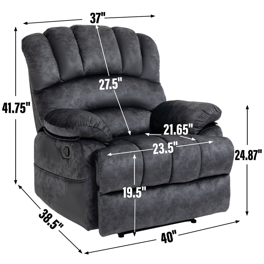 Fauteuil inclinable manuel en tissu avec dossier réglable et repose-pieds