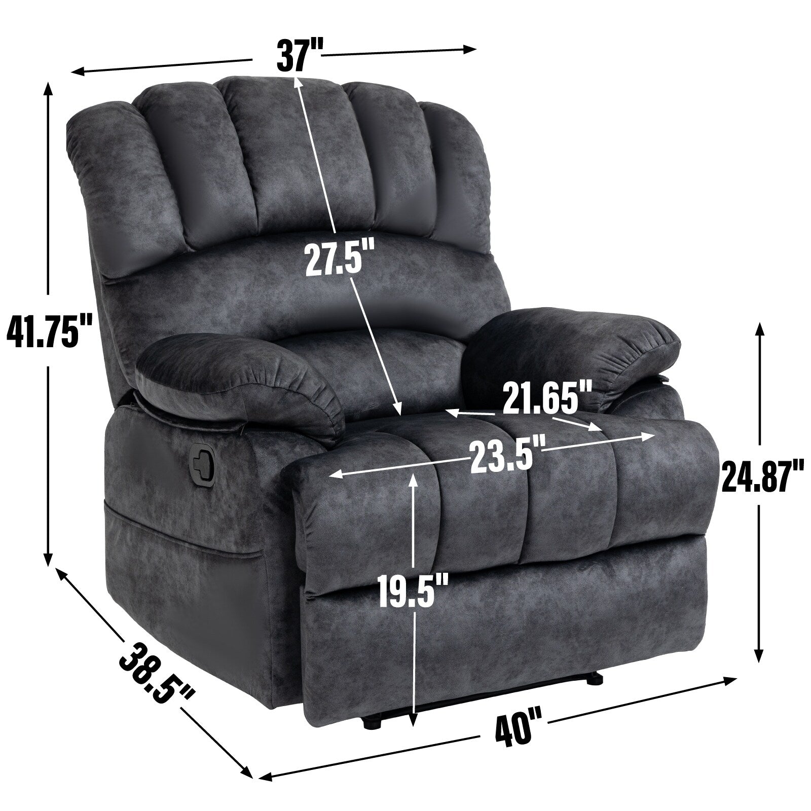Fauteuil inclinable manuel en tissu avec dossier réglable et repose-pieds