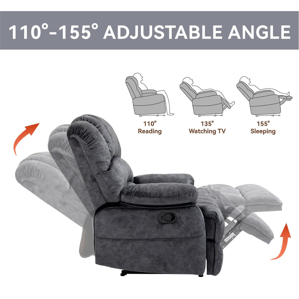 Fauteuil inclinable manuel en tissu avec dossier réglable et repose-pieds