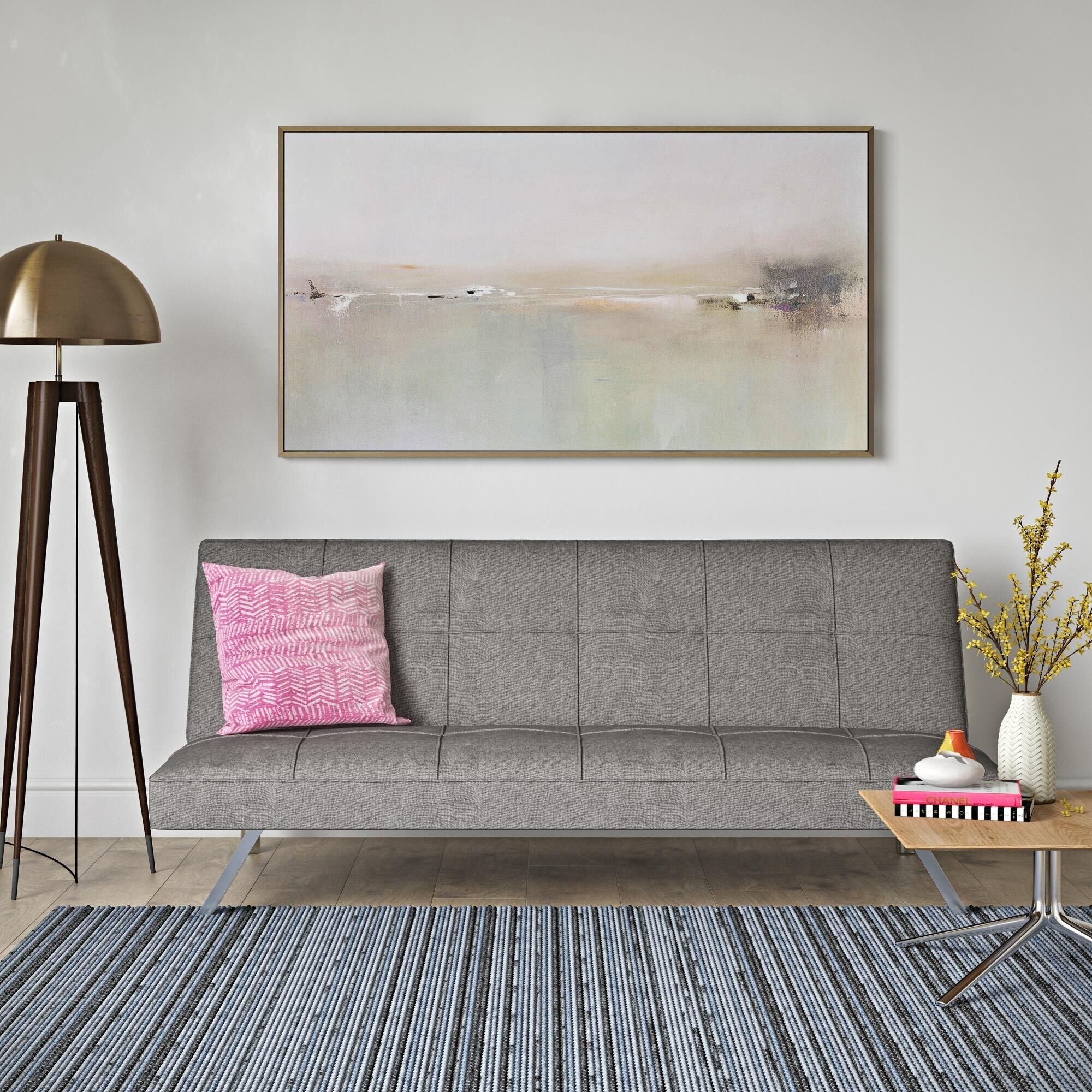 Canapé-lit en tissu avec cadre en métal