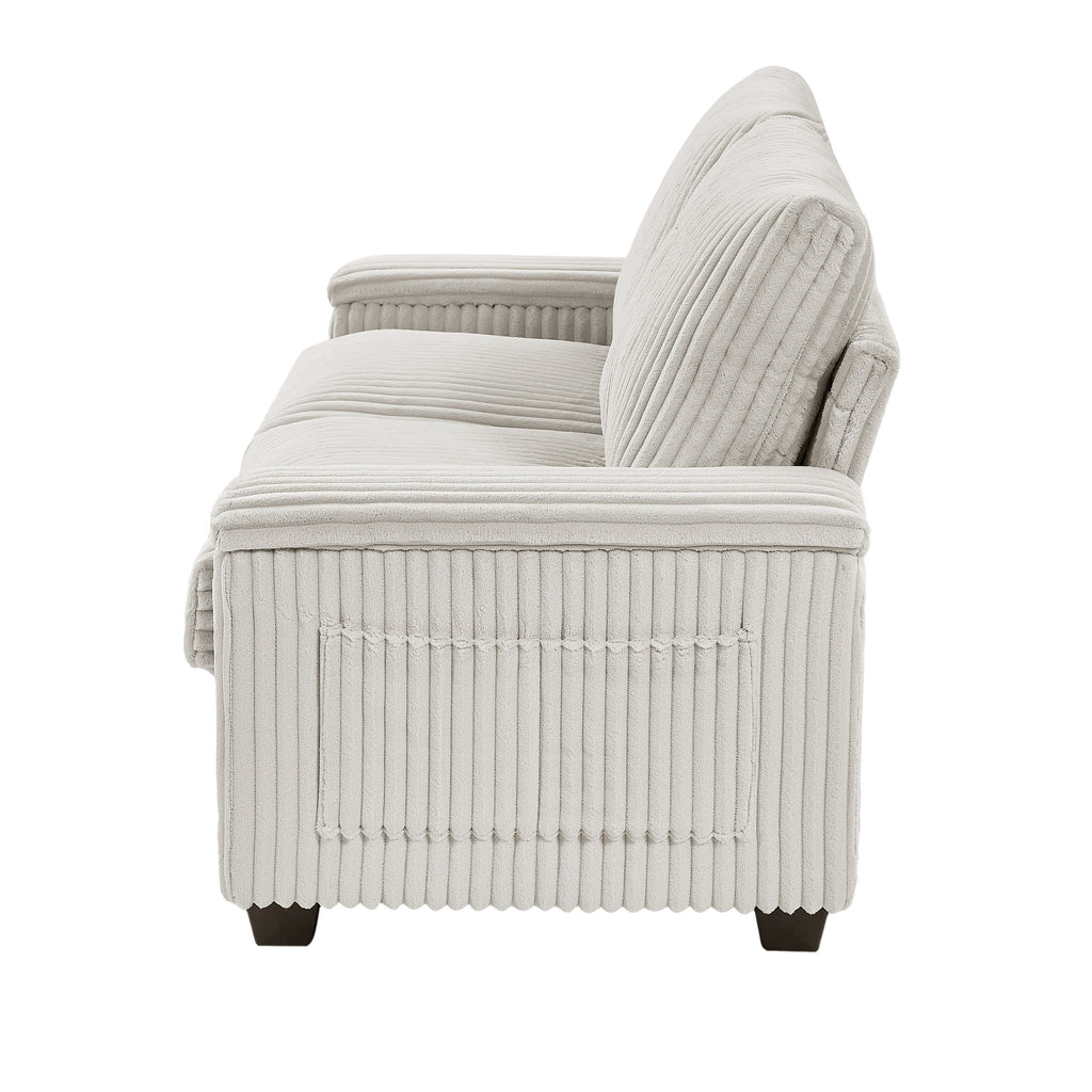 Canapé causeuse en tissu avec accoudoir de rangement et USB