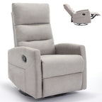 Fauteuil inclinable manuel en tissu, pivotant à 360° avec bascule et repose-pieds, fauteuil avec dossier réglable et pédales