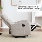 Fauteuil inclinable manuel en tissu, pivotant à 360° avec bascule et repose-pieds, fauteuil avec dossier réglable et pédales