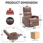 Fauteuil inclinable manuel en tissu, pivotant à 360° avec bascule et repose-pieds, fauteuil avec dossier réglable et pédales