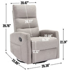 Fauteuil inclinable manuel en tissu, pivotant à 360° avec bascule et repose-pieds, fauteuil avec dossier réglable et pédales