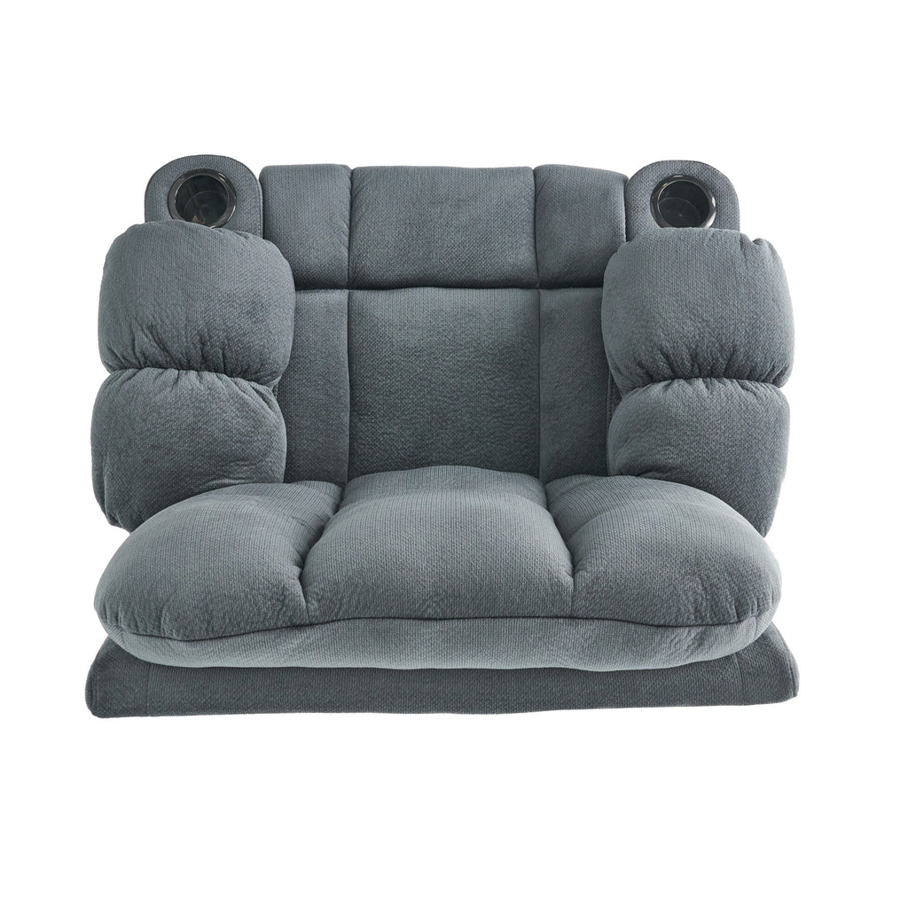 Fauteuil inclinable manuel en tissu avec deux porte-gobelets et coussins rembourrés généreux