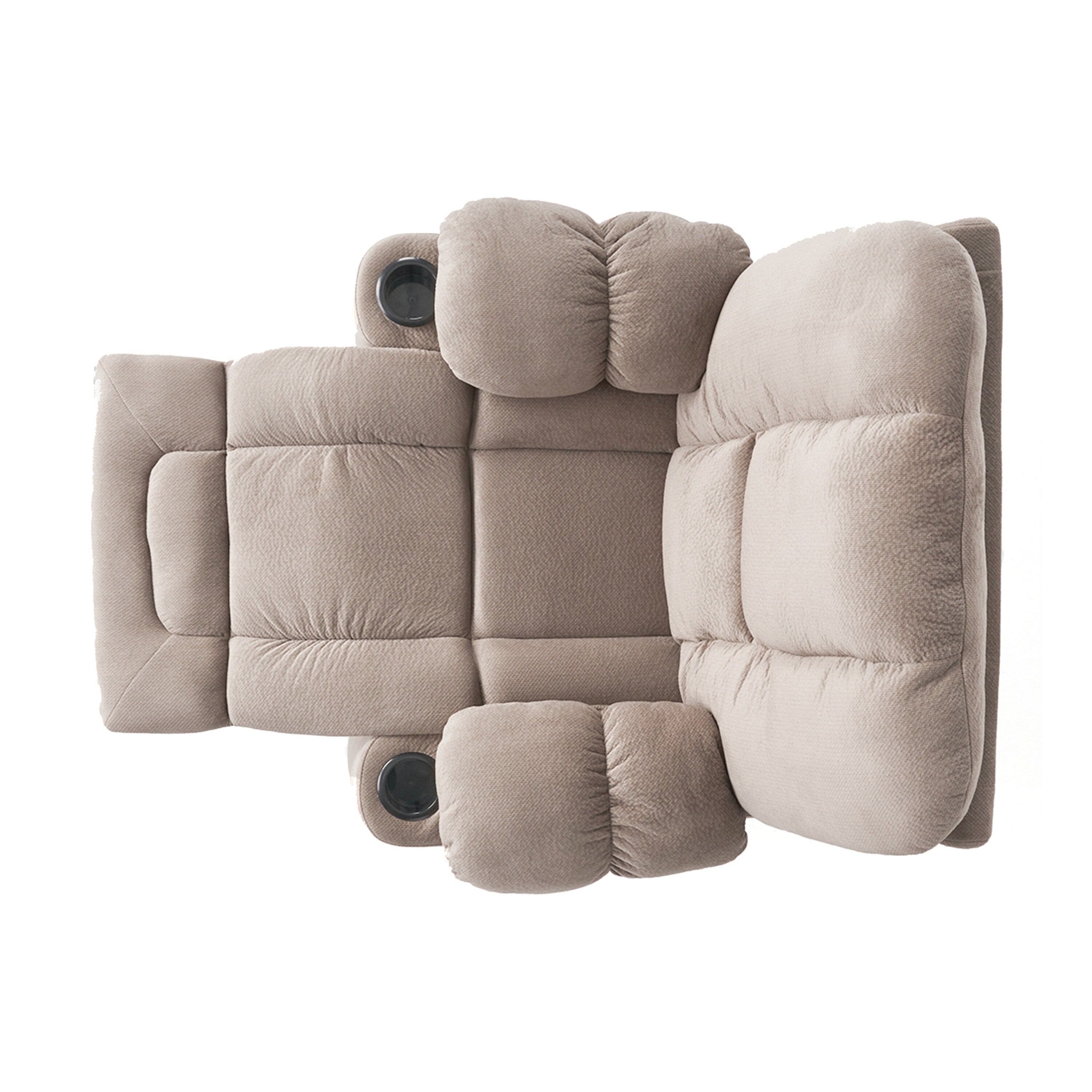 Fauteuil inclinable manuel en tissu avec deux porte-gobelets et coussins rembourrés généreux