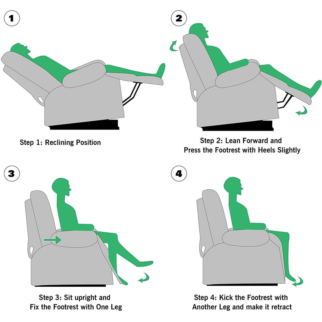 Fauteuil inclinable manuel pivotant et rembourré en tissu