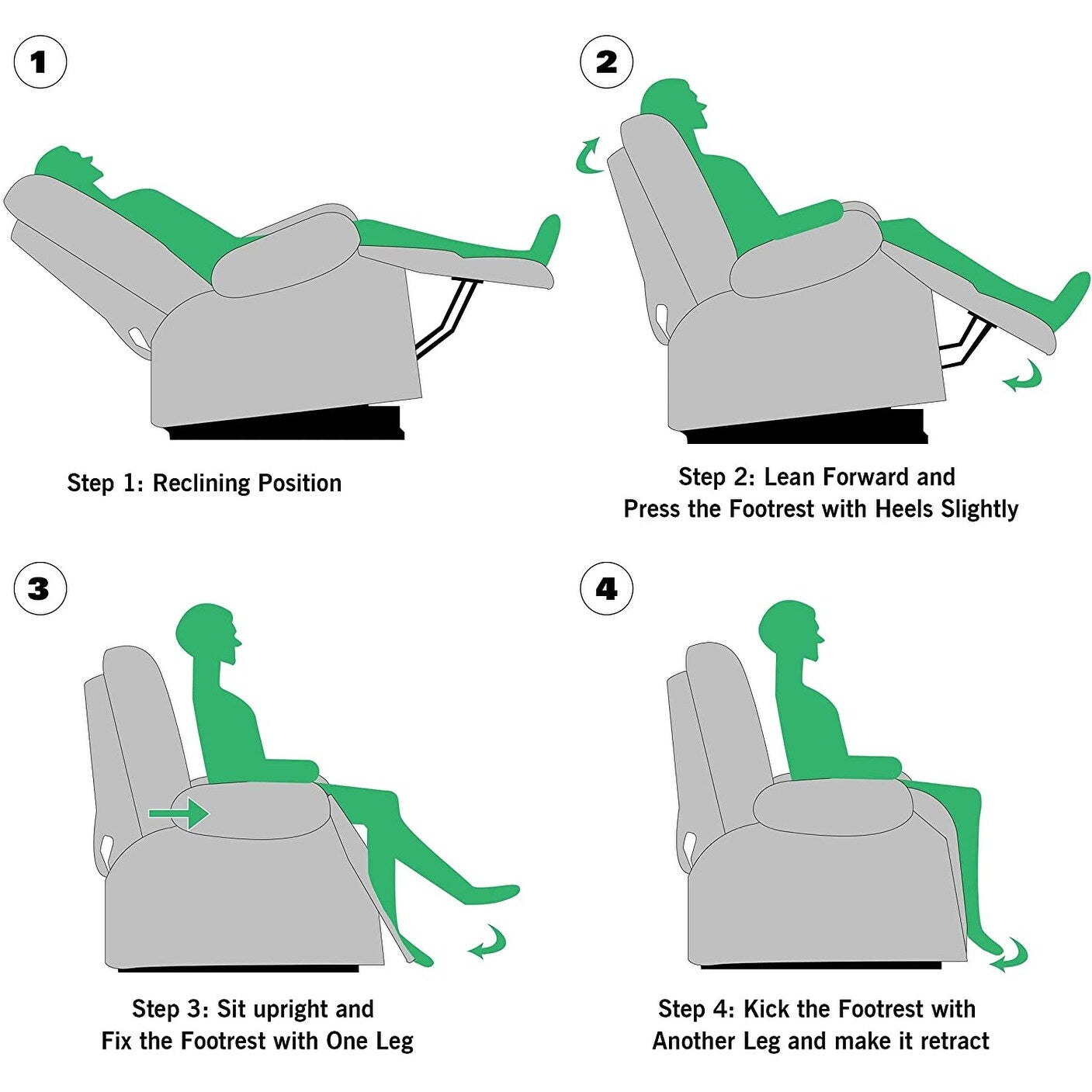 Fauteuil inclinable manuel pivotant et rembourré en tissu