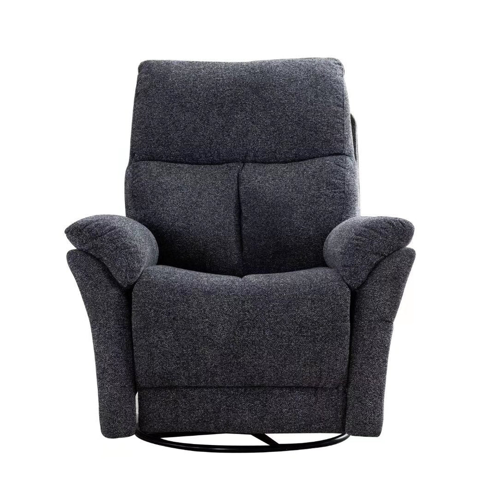 Fauteuil inclinable manuel pivotant et rembourré en tissu