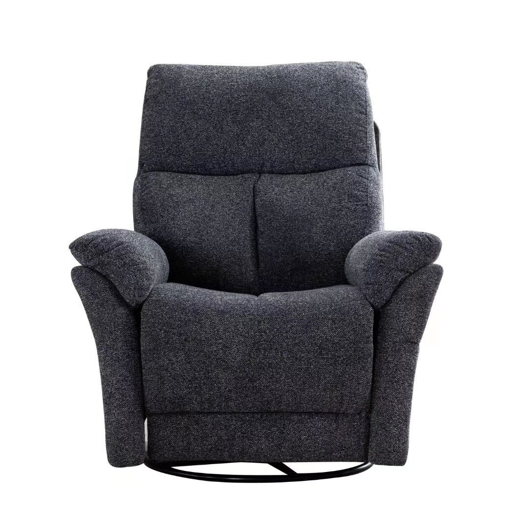 Fauteuil inclinable manuel pivotant et rembourré en tissu