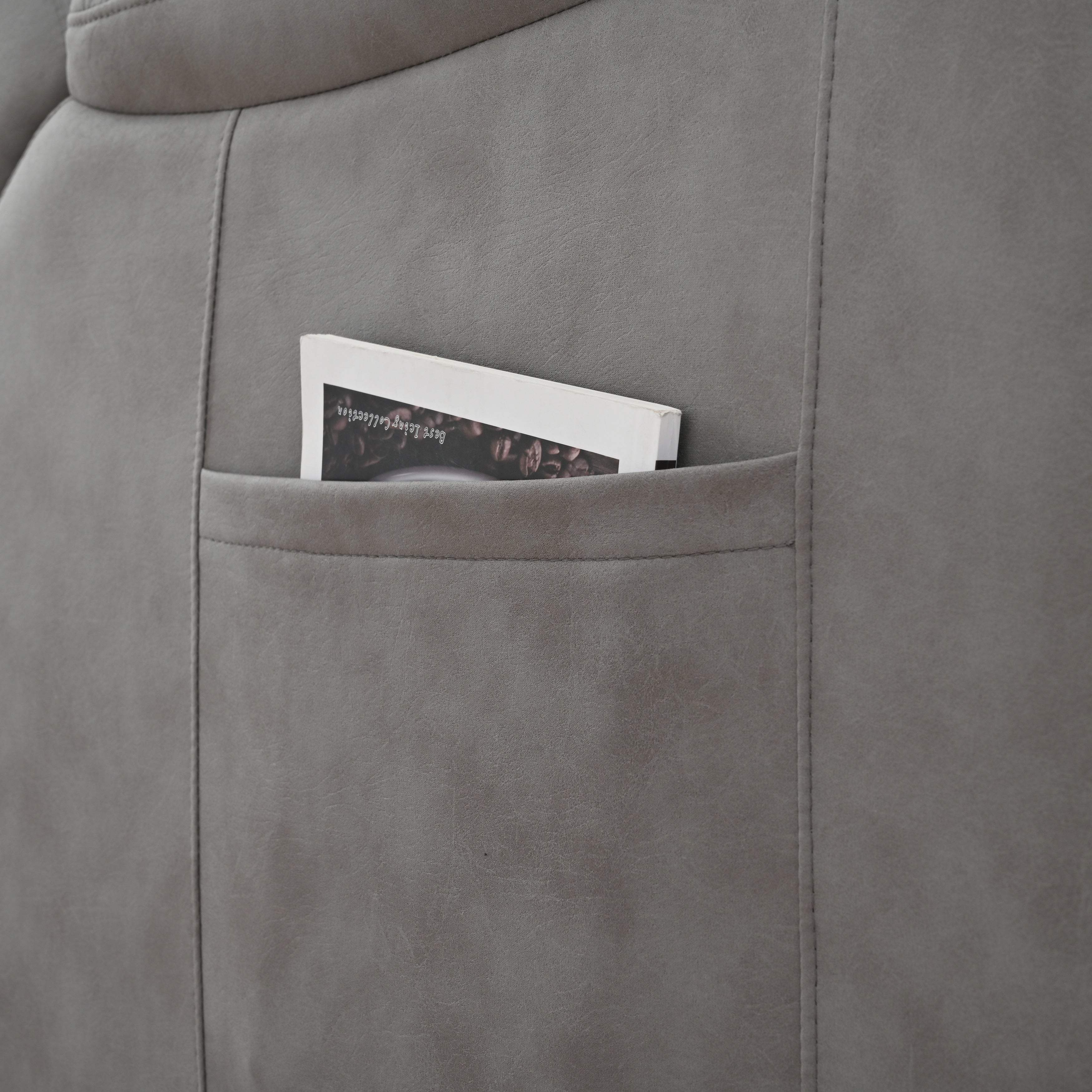 Fauteuil inclinable électrique en tissu avec télécommande, coussins rembourrés, poche de rangement latérale et cadre robuste et durable pour personnes âgées