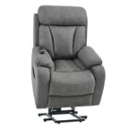 Fauteuil inclinable électrique en tissu avec télécommande, coussins rembourrés, poche de rangement latérale et cadre robuste et durable pour personnes âgées