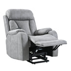 Fauteuil inclinable électrique en tissu avec télécommande, coussins rembourrés, poche de rangement latérale et cadre robuste et durable pour personnes âgées