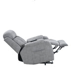 Fauteuil inclinable électrique en tissu avec télécommande, coussins rembourrés, poche de rangement latérale et cadre robuste et durable pour personnes âgées