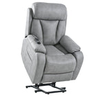 Fauteuil inclinable électrique en tissu avec télécommande, coussins rembourrés, poche de rangement latérale et cadre robuste et durable pour personnes âgées