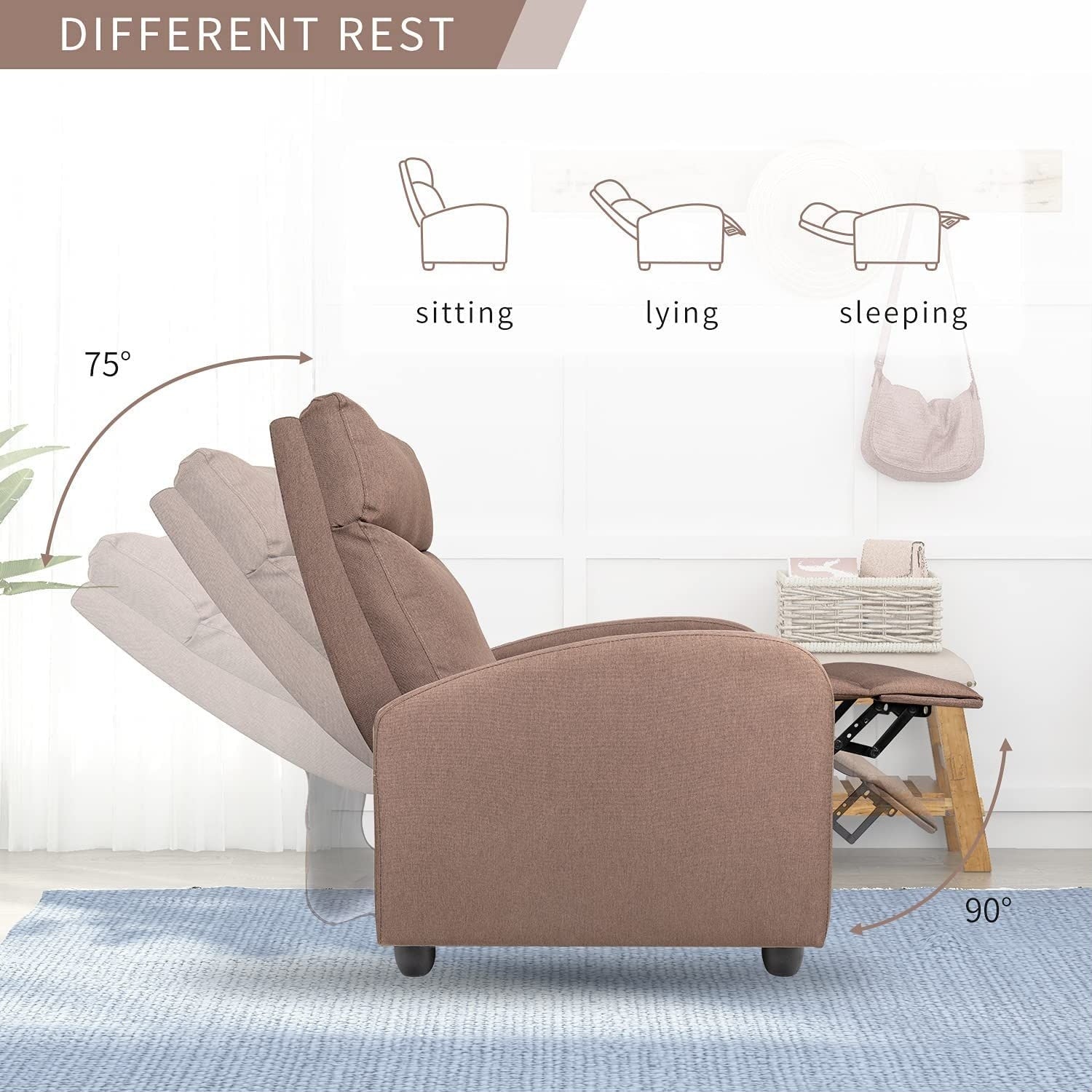 Fauteuil inclinable en tissu, fauteuil de massage, fauteuil inclinable réglable, fauteuils inclinables, home cinéma, simple, moderne