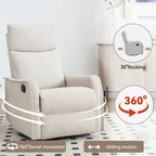 Fauteuil inclinable en tissu avec chauffage, massage, base pivotante à 360°, dossier réglable et soutien lombaire pour un confort optimal au salon