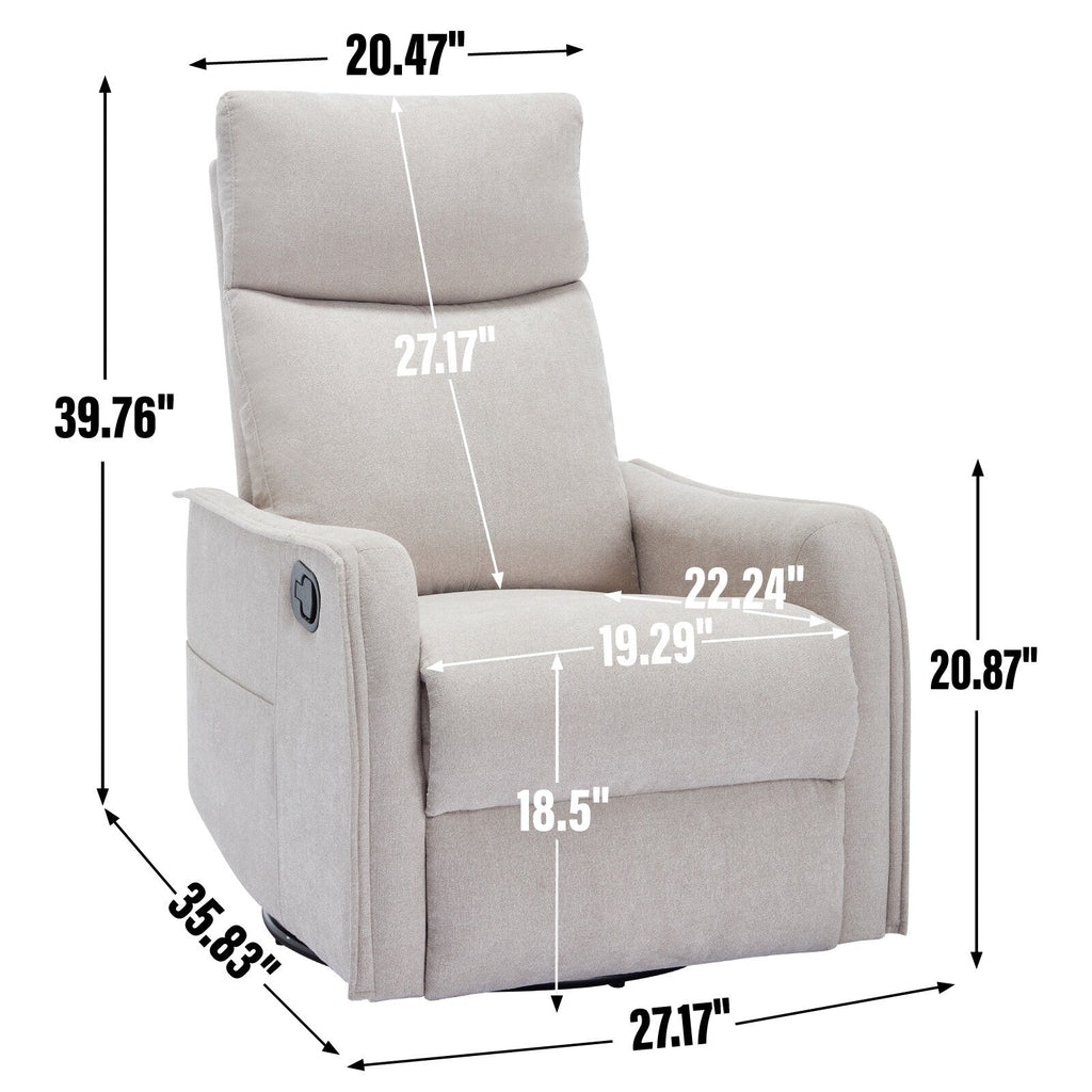 Fauteuil inclinable en tissu avec chauffage, massage, base pivotante à 360°, dossier réglable et soutien lombaire pour un confort optimal au salon