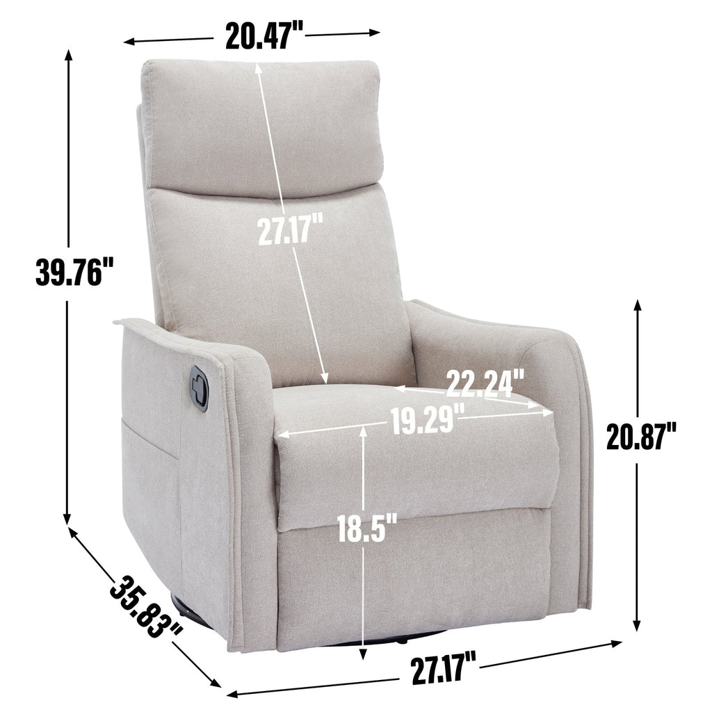 Fauteuil inclinable en tissu avec chauffage, massage, base pivotante à 360°, dossier réglable et soutien lombaire pour un confort optimal au salon