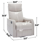 Fauteuil inclinable en tissu avec chauffage, massage, base pivotante à 360°, dossier réglable et soutien lombaire pour un confort optimal au salon