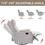 Fauteuil inclinable en tissu avec chauffage, massage, base pivotante à 360°, dossier réglable et soutien lombaire pour un confort optimal au salon