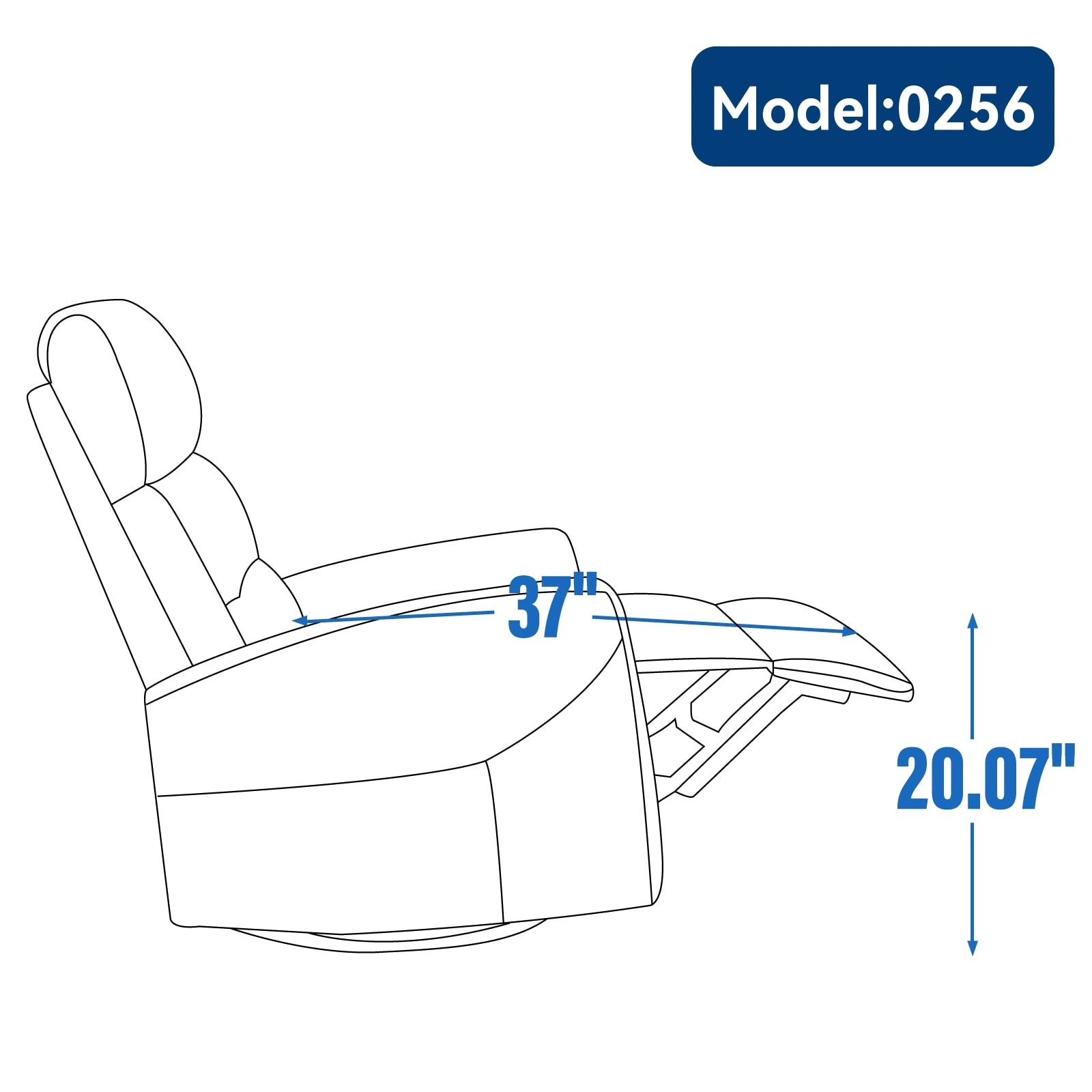 Fauteuil inclinable à bascule en tissu avec base pivotante à 360°, fauteuil inclinable manuel avec levier latéral, fauteuil de salon confortable