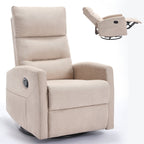 Fauteuil inclinable à bascule en tissu avec base pivotante à 360°, fauteuil inclinable manuel avec levier latéral, fauteuil de salon confortable