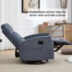 Fauteuil inclinable à bascule en tissu avec base pivotante à 360°, fauteuil inclinable manuel avec levier latéral, fauteuil de salon confortable