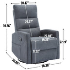 Fauteuil inclinable à bascule en tissu avec base pivotante à 360°, fauteuil inclinable manuel avec levier latéral, fauteuil de salon confortable