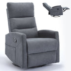 Fauteuil inclinable à bascule en tissu avec base pivotante à 360°, fauteuil inclinable manuel avec levier latéral, fauteuil de salon confortable