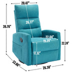 Fauteuil inclinable à bascule en tissu avec base pivotante à 360°, fauteuil inclinable manuel avec levier latéral, fauteuil de salon confortable