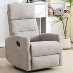 Fauteuil inclinable à bascule en tissu avec base pivotante à 360°, fauteuil inclinable manuel avec levier latéral, fauteuil de salon confortable