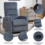 Fauteuil inclinable à bascule en tissu avec base pivotante à 360°, fauteuil inclinable manuel avec levier latéral, fauteuil de salon confortable