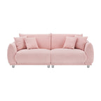Canapé capitonné en tissu, canapé à assise profonde rembourré avec 4 coussins décoratifs, canapé de salon moderne avec pieds ronds en métal