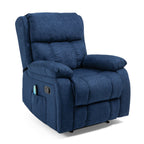 Fauteuil inclinable manuel de massage rembourré en tissu avec massage, chauffage lombaire et poches latérales