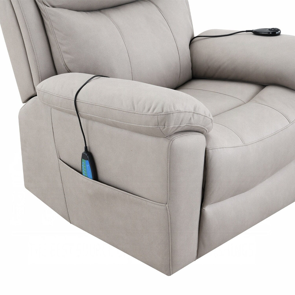 Fauteuil inclinable électrique rembourré en tissu avec design chauffant