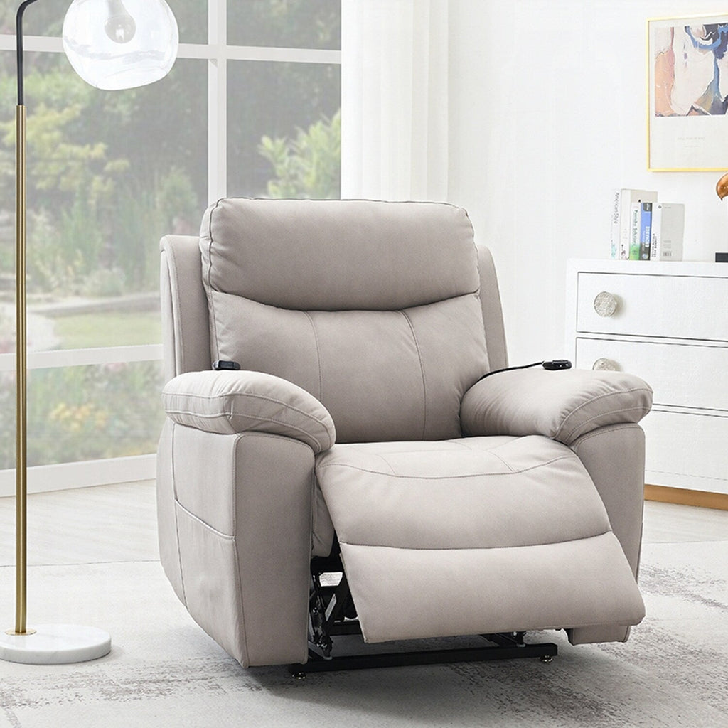 Fauteuil inclinable électrique rembourré en tissu avec design chauffant