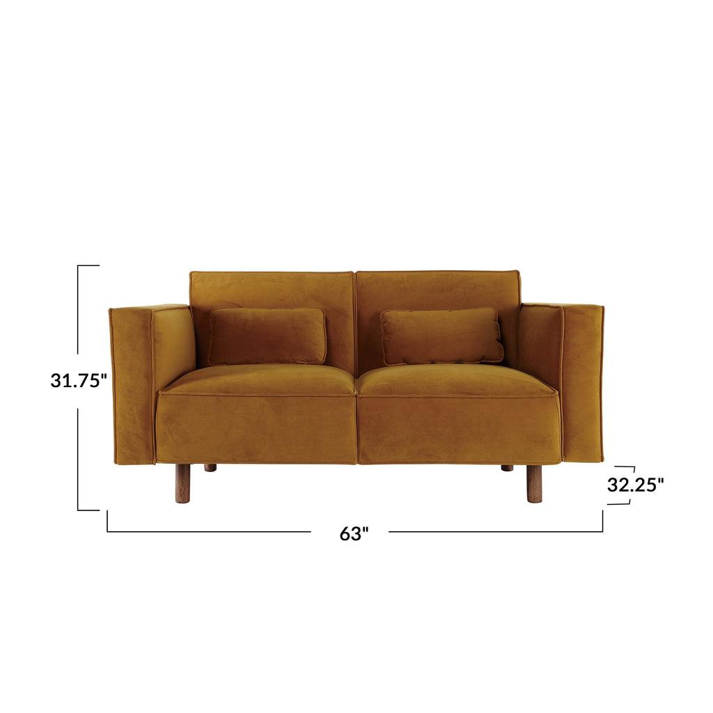 Canapé en tissu avec pieds en bois, Chartreuse - 63,0 L x 32,3 l x 31,9 H