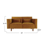 Canapé en tissu avec pieds en bois, Chartreuse - 63,0 L x 32,3 l x 31,9 H