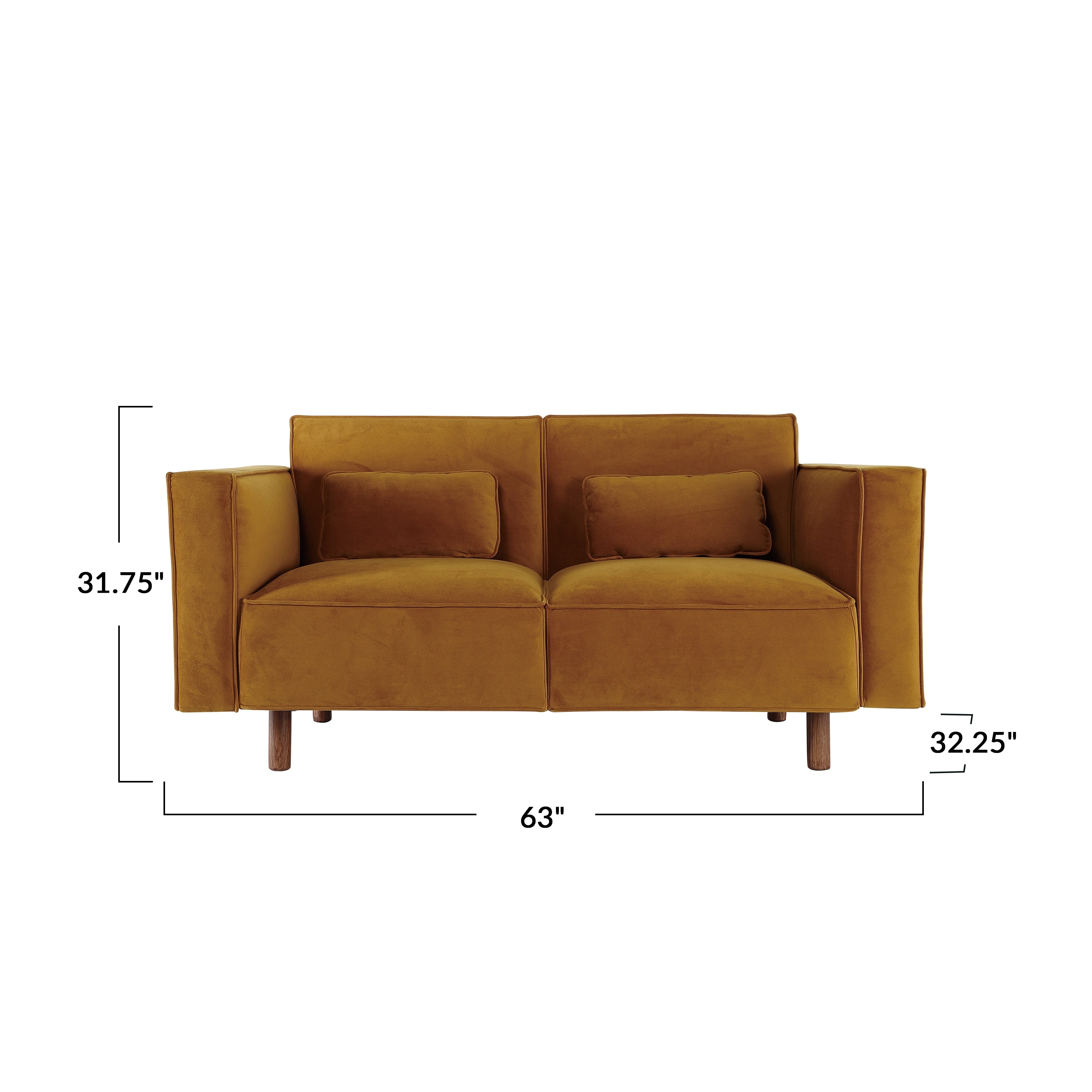 Canapé en tissu avec pieds en bois, Chartreuse - 63,0 L x 32,3 l x 31,9 H