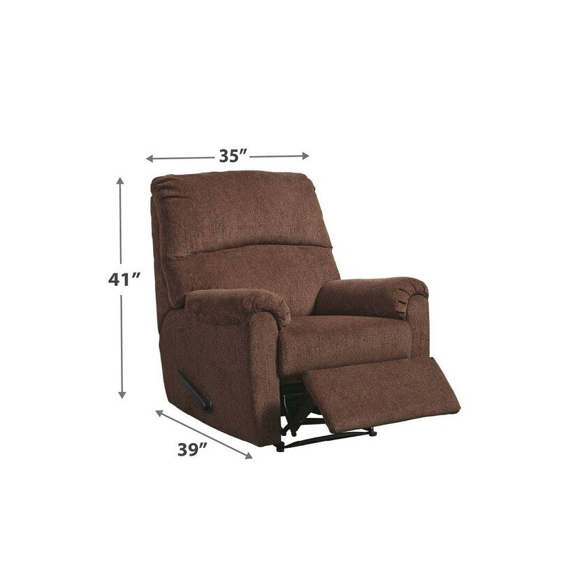 Fauteuil inclinable Zero Wall en tissu avec accoudoirs coussinés, marron